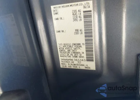 2017 Nissan Maxima 3.5 S z USA, uszkodzony, nr VIN 1N4AA6AP0HC365343